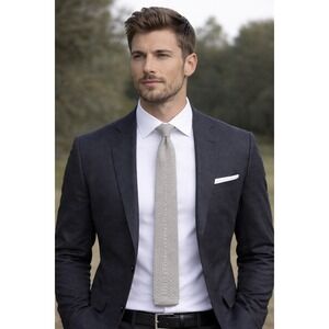 LIBERTY OF LONDON TIE MENS BEIGE KNITTED TEXTURE COTTON MADE ENGLAND Dry Cleaned